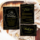 Invitation Geometric Black Tie Wedding Rehearsal Dinner