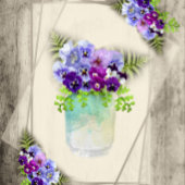 Cartons Réponse Pansies géométriques rustiques en bleu et violet R