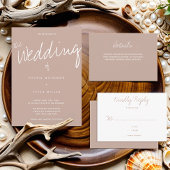 Carte D'accompagnement Typographie Brown beige Détails du Mariage