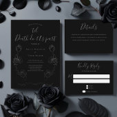 Cartons Réponse Mariage noir gris typographie