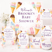 Zoete Pastel Waterverf Ijsje Baby Shower Kaart