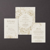 Gilded Floral | Cards voor crème en gouden bruilof Kaart (Personaliseer de collectie van deze zelfstandige maker.)