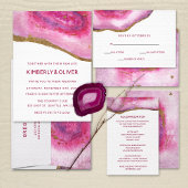 Pink Gilt Agate Mariage Invitations