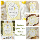 Invitation Thème gingham citron anniversaire 2 ans