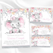 Invitation Baby shower Diamant d'éléphant rose Fille