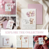 Invitation Teddy Bear C'est une fille Ballons beige violet vi