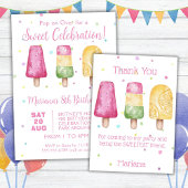 Invitation Filles Été Faisons Chill Popsicle Anniversaire