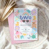 Invitation Girls Pink Two Cool Summer Splash Second Birthday