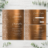 Numéro De Table Glam Copper Metallic Glitter Script Wedding (Personnalisez la collection de ce créateur indépendant.)