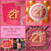Serviette En Papier Golden Pink Glam Chic 21st Birthday Balloons