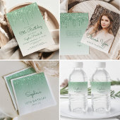 18e Anniversaire Parties scintillant verte Sticker