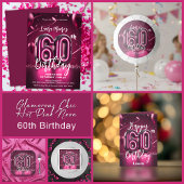 Stijlvolle glamour felroze neon gloed 60e verjaard ronde sticker