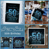 Luxury Sapphire Blue Gems 50th Birthday Bedankjes Labels