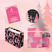 Papier Cadeau Parties scintillant Pink Noir Arbre de Noël Motif