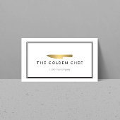 Carte De Visite Gold Chef's Knife Logo pour la restauration, Resta