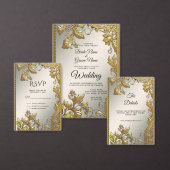 Élégant or décoratif Faire-part de mariage florale (Personnalisez la collection de ce créateur indépendant.)