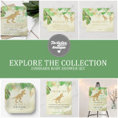 Invitation Elégant Aquarelle Dinosaure Vert Or Anniversaire