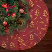 Jupon De Sapin En Polyester Brossé Gold Foil Noël Arbre Motif Red Holiday Party