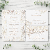 Save The Date floraux d'or en écriture moderne Enregistrer la ca (Personnalisez la collection de ce créateur indépendant.)