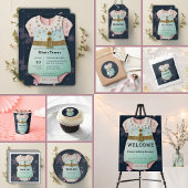 Invitation Parties scintillant d'or Vêtements de bébé Baby sh