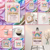 Invitation Parties scintillant d'or Pastel Coeurs et Baby sho
