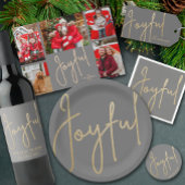 Gold JOYFUL Script on Grey Tissuepapier