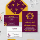 Faire-part de mariage feuille or