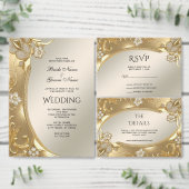 Gold Ornate Floral Wedding Programme (Personnalisez la collection de ce créateur indépendant.)