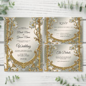 Dessous de verre en grès blanc or orné (Personnalisez la collection de ce créateur indépendant.)