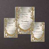 Numéro De Table Numéro de tableau Floral Blanc Orné Or (Personnalisez la collection de ce créateur indépendant.)