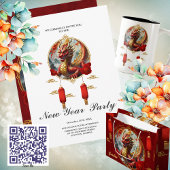 Invitation Le dragon chinois rouge or vous souhaite une bonne