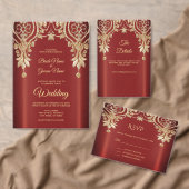 Numéro de table moderne Gold Red Floral (Personnalisez la collection de ce créateur indépendant. )