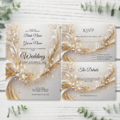 Save The Date Floral Or Blanc Enregistrer La Date (Personnalisez la collection de ce créateur indépendant.)