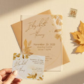Invitation Mariage minimal automnal doré botanique script