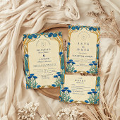 Gouden Cornflower Art Nouveau bruiloft RSVP Kaartje