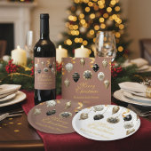 Gouden en Zwarte Kerstballen Wijn Etiket