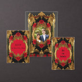 Cartons Réponse Cadre doré aux roses rouges, mariage de style goth (Personnalisez la collection de ce créateur indépendant.)