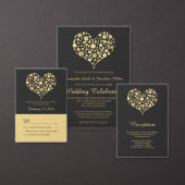 Elégant Coeur Or sur Dusty Black Slim Dinner Menu (Personnalisez la collection de ce créateur indépendant.)