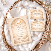 Invitation Golden Moon And Stars Baby Shower