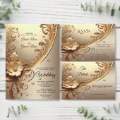 Save The Date Événement à ne pas manquer Fleurs Ornées Dorées (Personnalisez la collection de ce créateur indépendant.)