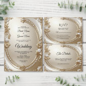 Signe De Table Golden Ornate Frame with Pearls Tabletop Signs (Personnalisez la collection de ce créateur indépendant.)