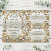 Numéro De Table Fleurs ornées dorées Numéro de tableau (Personnalisez la collection de ce créateur indépendant.)