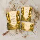 Save The Date Golden Pine Forest Wedding