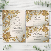 Numéro De Table Golden Wavy Feuille Floral Numéro du tableau (Personnalisez la collection de ce créateur indépendant.)