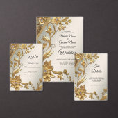 Invitation de Fiançailles Floral Feuille Golden Wa (Personnalisez la collection de ce créateur indépendant.)