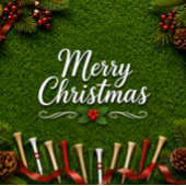 Chemin De Table Court Golf thème de Noël sur fond blanc