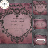 Cartons Réponse Dîner de coeur gothique noir et bordeaux