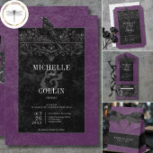 Numéro De Table Corbeau noir gothique et Rose noir Mariage violet