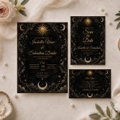 Invitation Mariage céleste gothique Soleil Lune