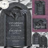 Invitation Mariage gothique Halloween chauve chauve et arc no